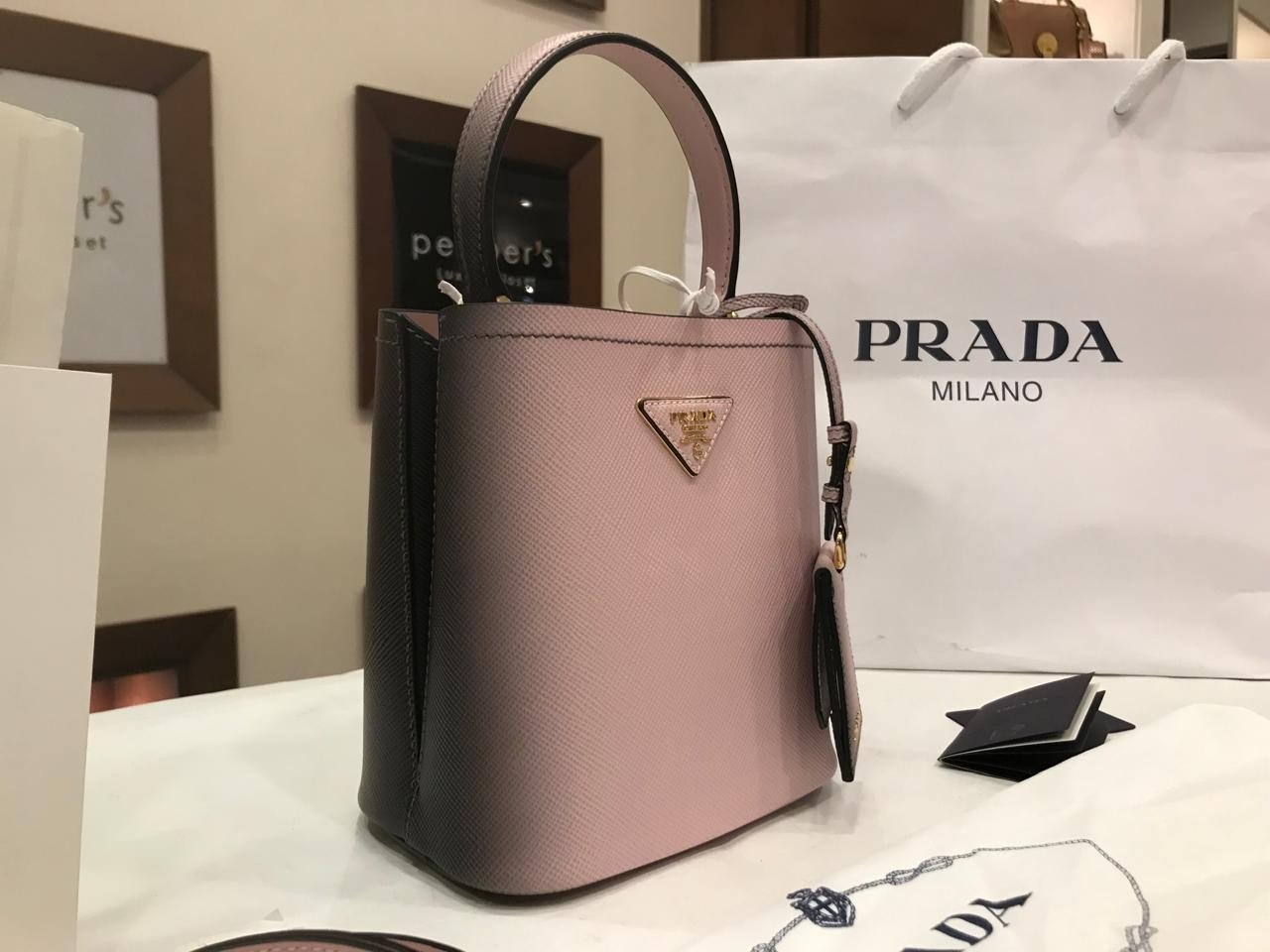Saffiano Leather Prada Panier Bag