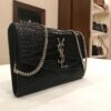 Saint Laurent Black Croc Embossed Leather Uptown Wallet on Chain