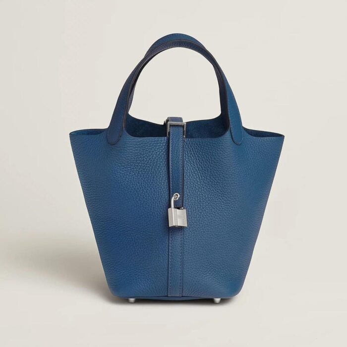 Hermes Picotin Lock 22 Bag 2Z Bieu Nuit Clemence 7T Blue Electric Handle SHW
