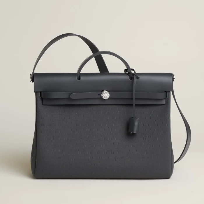 Chic Hermès Herbag made from Ardoise Canvas and leather