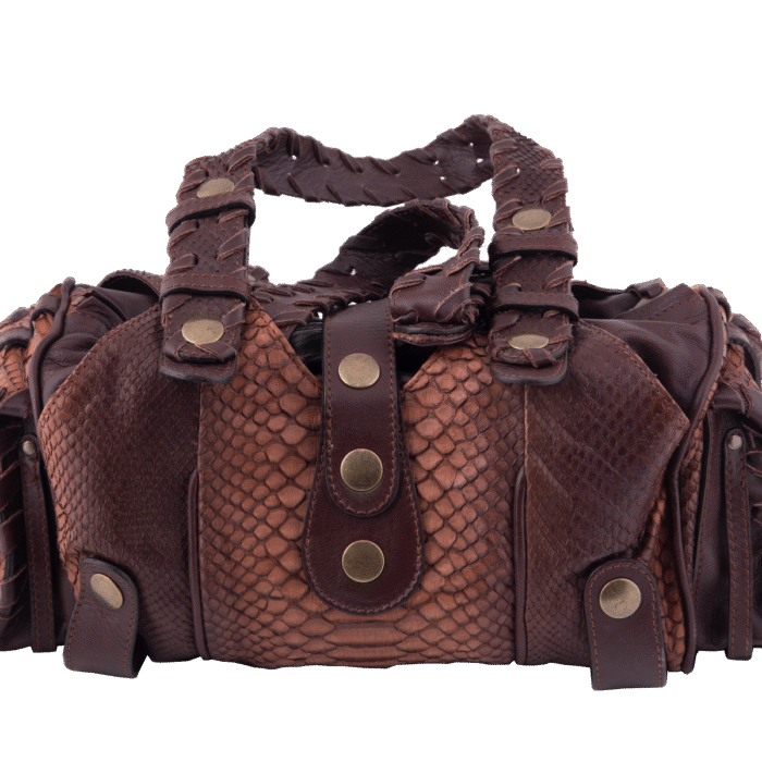 Brown Medium Silverado Python Shoulder Bag