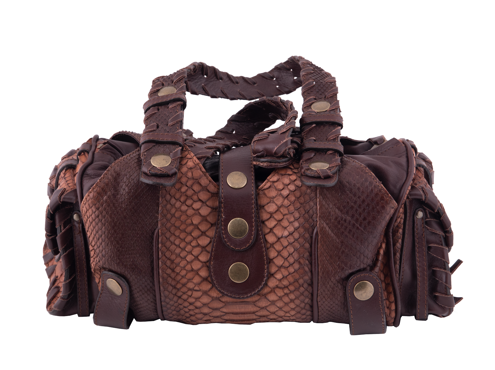 Brown Medium Silverado Python Shoulder Bag