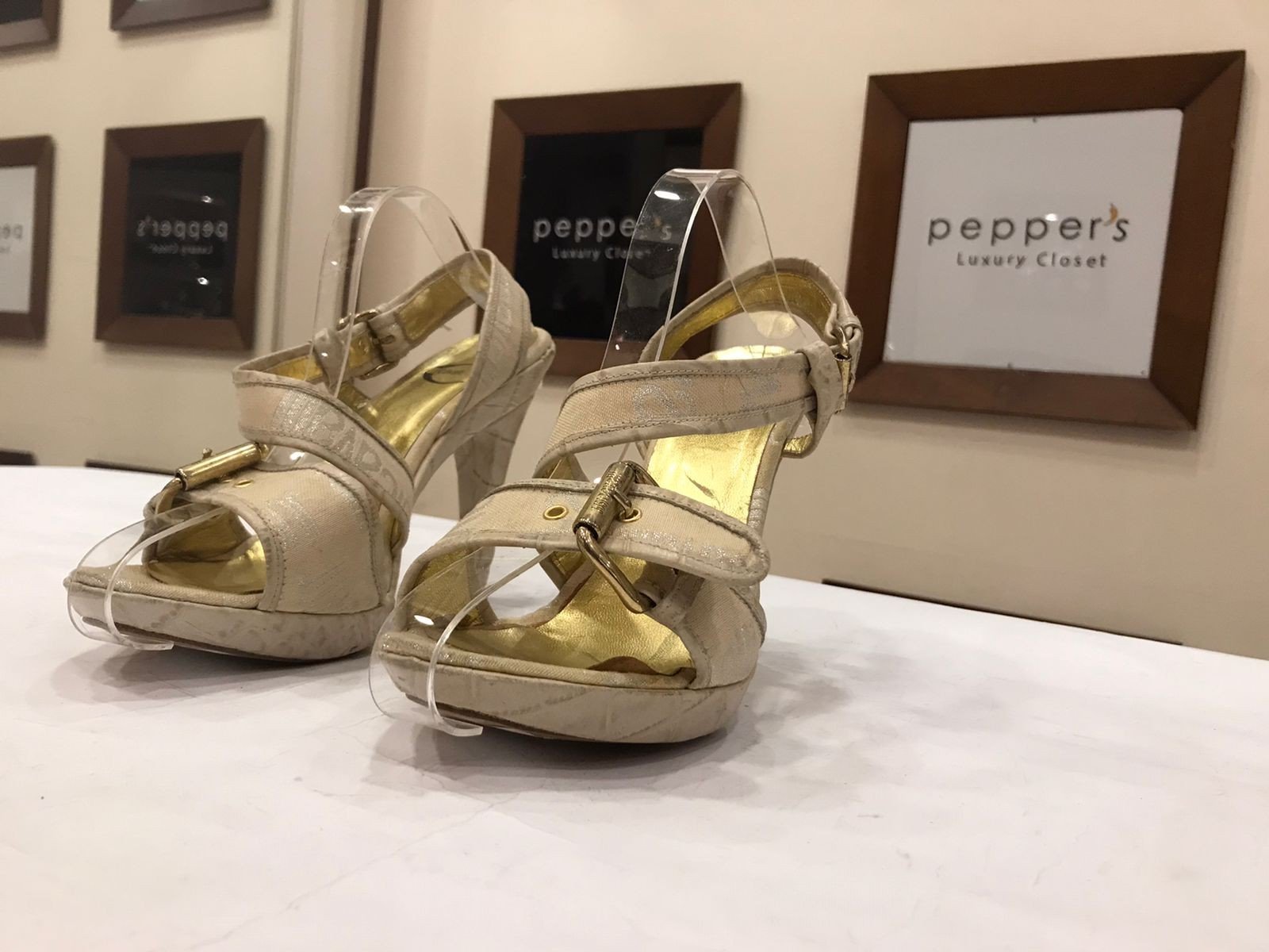 GOLD/BEIGE X SANDALS BY JUST CAVALLI IN EGYPT - PEPPER'S LUXURY