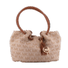 Beige Monogram Drawstring Tote Shoulder Bag