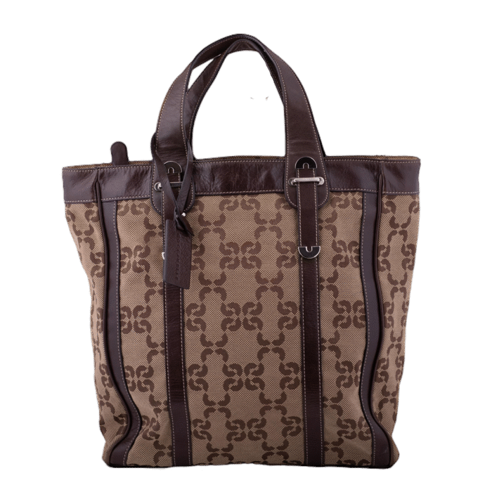 Beige Monogram Canvas Tote Bag
