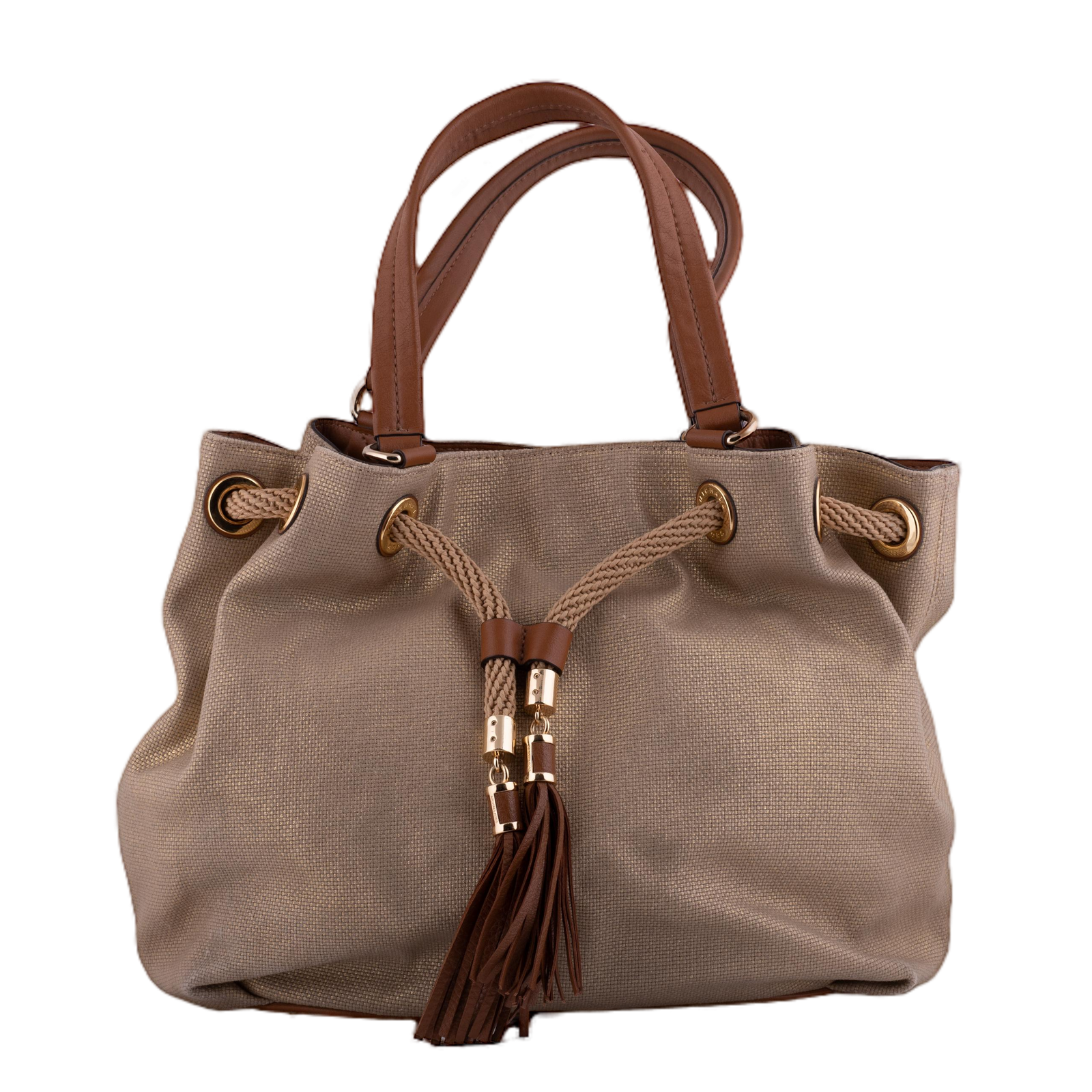 Beige Drawstring Shoulder Bag