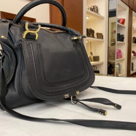 CHLOE BLACK LEATHER MEDIUM MARCIE SATCHEL